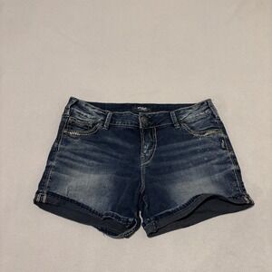 Silver Jeans Co Elyse Mid Rise Dark Wash Cuffed Shorts Waist 29 Summer Grunge